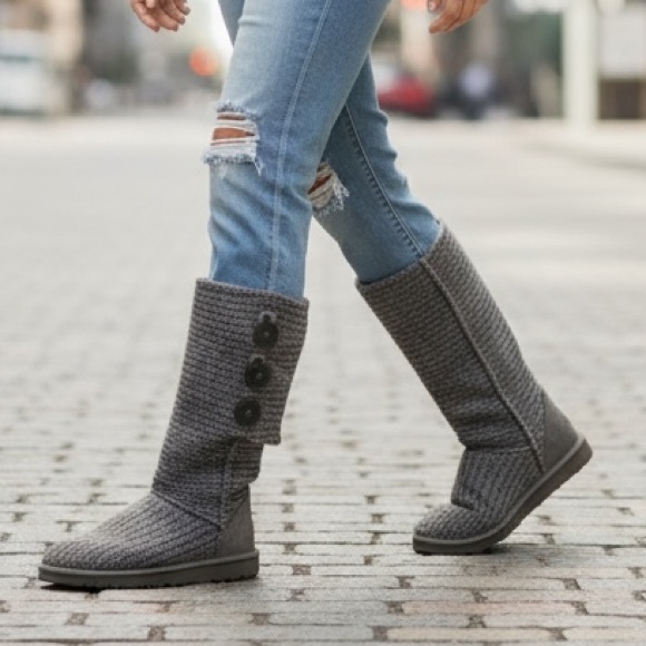 Ugg boots Cozy Gray Knit Button Boots - Picture 2 of 9